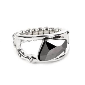 Paparazzi Silver and Black Rings Collection Sculpted Style Stretchy Jewelry